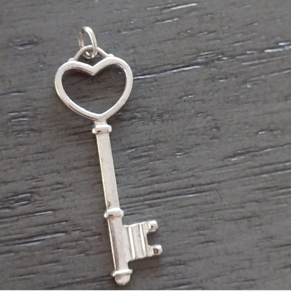 Silver Heart Key Pendant For Necklace